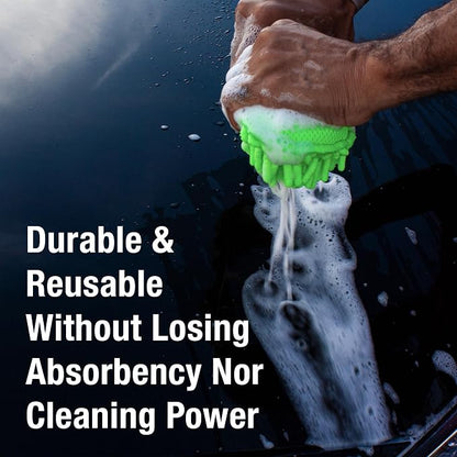 Eurow Detailer’s Preference Microfiber Car Wash Sponge for Auto Detailing, RV, Boat, Motorcycle, Double-Sided with Chenille and Scour Scrubber, Scratch-Free, Lint-Free, Super Absorbent, Reusable