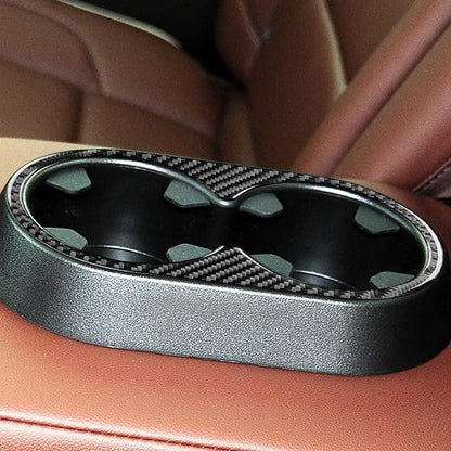 Real Premium Carbon Fiber Fit for Chevy Silverado/GMC Sierra 1500 2014-2018 for 2500/3500HD 2015-2019 Car Rear Center armrest Cup Holder Panel Trim Decals Sticker Auto Interior Accessories Cover Black