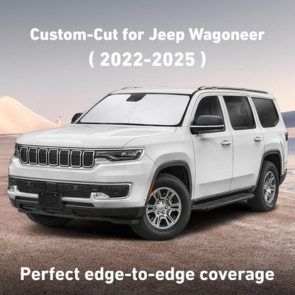 EcoNour Windshield Sunshade Compatible for Jeep Wagoneer 2022-2023 2024 2025, Sun Visor for Front Windshield & Window Sun Shade Cover, UV Heat Blocker & Protector, Car Accessories
