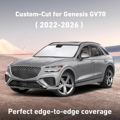 EcoNour Windshield Sunshade Compatible for Genesis GV70 2022-2024 2025 2026, Sun Visor for Front Windshield & Window Sun Shade Cover, UV Heat Blocker & Protector, Car Accessories