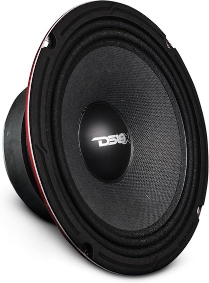 DS18 PRO-X8M Loudspeaker - 8", Midrange, Red Steel Basket, 550W Max, 275W RMS, 8 Ohms - Premium Quality Audio Door Speakers for Car or Truck Stereo Sound System (1 Speaker), Classic
