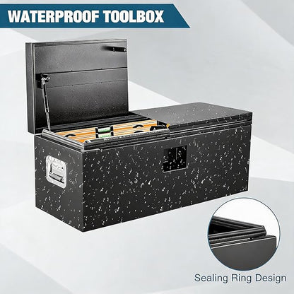IDEALHOUSE Truck Bed Tool Box and Trailer Tongue Box - 30" Black Steel Storage Chest for Pickup Trucks, RVs, Trailers, Vans, 24"x 15"x 15"