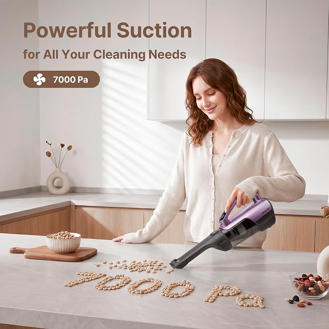 Shop-Vac S3 20V Handheld Vacuum Cordless, Rotatable Nozzle, Dual-Speed Powerful Portable Car Vacuum Rechargeable, Wall-Mounted Lightweight Hand Vacuum for Home & Car, LED, HEPA Filter, Purple