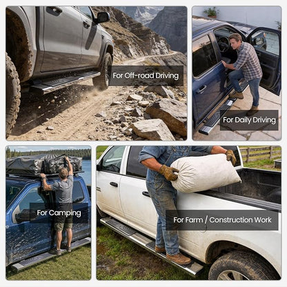 PZ 6.5" Rustproof Running Boards Side Steps Compatible with Chevy Silverado/GMC Sierra 1500 Double Cab 2019-2025, 2020-2025 2500HD 3500HD，500LBS Anti-slip Stainless Steel No Drill Truck Running Boards