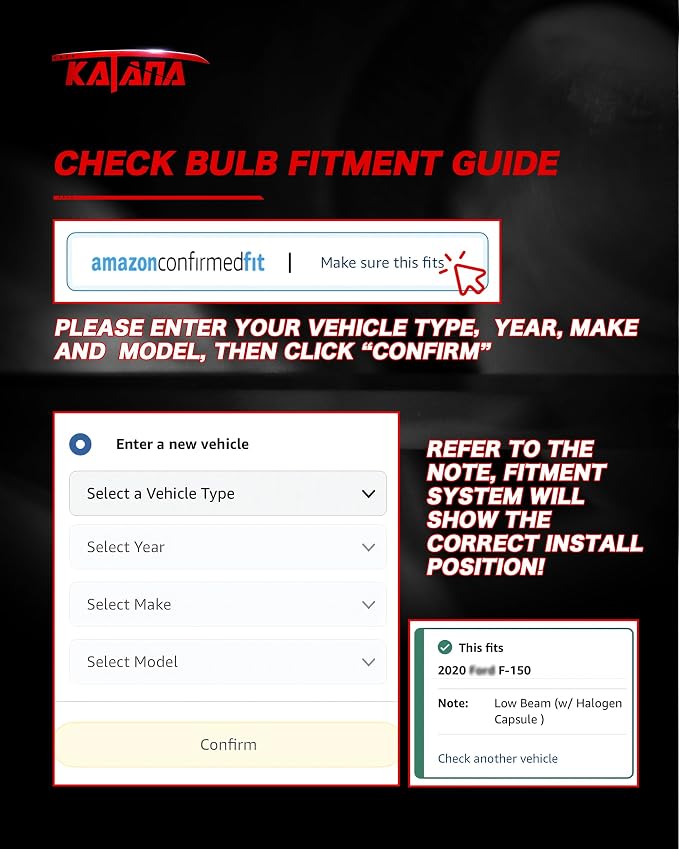 Katana H4 Bulbs, 9003 Light Bulb 400% Brightness 6500K Xenon White Extremely Super Bright Plug and Play Mini Size Fog Light,Pack of 2