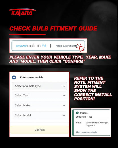 Katana H4 Bulbs, 9003 Light Bulb 400% Brightness 6500K Xenon White Extremely Super Bright Plug and Play Mini Size Fog Light,Pack of 2