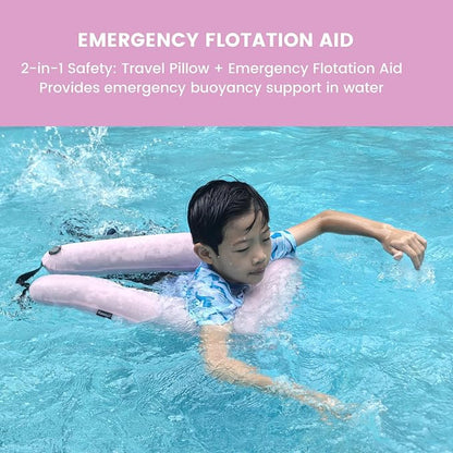 Keemall Car Pillow for Kids, Professional Inflatable Kids Car Pillow for Sleeping Carseat Travel - Safe, Reliable - Inflatable Travel Pillows for Kid Adult Car Seats Pink