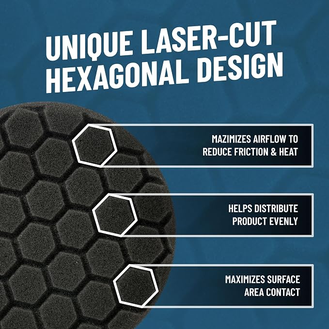 Chemical Guys Hex-Logic Finishing Pad Black (5.5 Inch) (3 Pack) – Foam Pads for Wax, Glaze & Sealant Application with Ultra Soft Touch