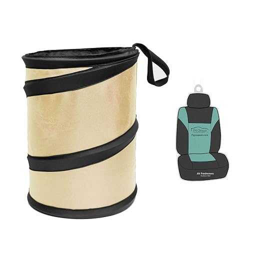 FH Group FH1120 Collapsible Trash Can (Beige) Small with Gift - Universal Fit for Cars Trucks and SUVs
