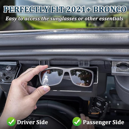 TOPINSTALL Sun Visor Sunglass Holder Compatible with 2021-2026 Ford Bronco 2/4 Door, Glasses Box Card Storage Organizer Interior Accessories 1 Pack Black(Not for Sport Model)
