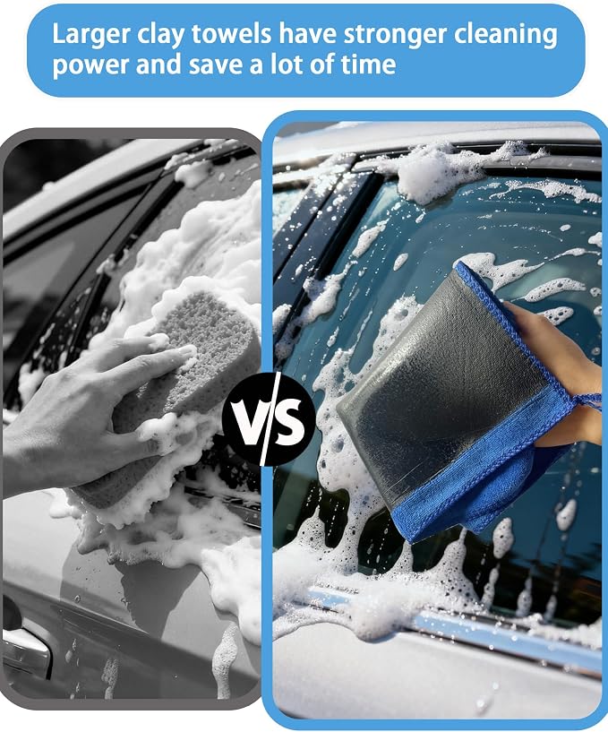 2 Pack Clay Towel 12 x 12 Inch, Clay Bar Towel for Auto Detailing Microfiber Car Cloth Cleaner Automotive for Car Detailing