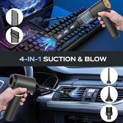 BSRCO Car Vacuum Portable Cordless – 30Min Runtime, 15KPa Suction Handheld Vacuum Cordless 4-in-1, 1.25Lbs Lightweight, 75dB Quiet, USB-C Fast Charging, Washable HEPA Filter for Car, Home & Pet Hair