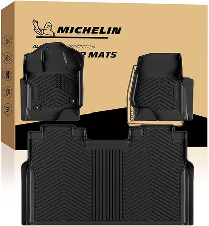 Michelin Vehicle Mats, All-Weather TPE Custom Fit Liner for 2015-2026 Ford F150/2022-2025 Lightning SuperCrew (2nd Row w/o Fold Flat Storage) Carpet Floor, Premier