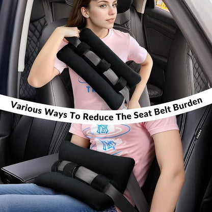 Seat Belt Pillow Post Surgery, Heart Pillows for After Heart Surgery Recovery, Chest Port Pacemaker Pillow for Chemo Patients Seatbelt, Gifts for Women After Hysterectomy (Black)