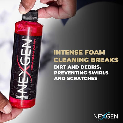 Nexgen High Foam Car Wash (16oz) - Professional-Grade, pH-Balanced car soap for Spotless Shine - On-the-Go Car Detailing - Car Cleaning Supplies - Safe for Coated, Waxed & Sealed Finishes