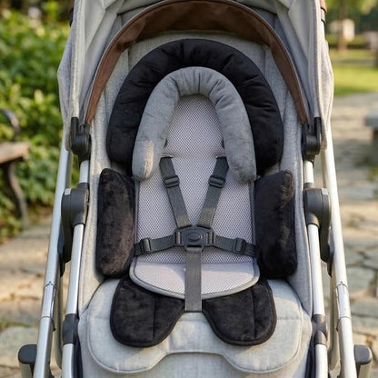 Pro Goleem Breathable 3-in-1 Infant Car Seat Head Support, Soft Infant Car Seat Insert, Carseat Cushion for Toddler, Perfect for Car Seat, Strollers, Swings, Carrier, Bouncer, Black and Grey