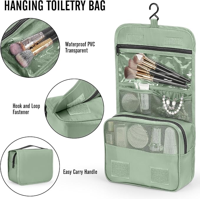 Veken 10 Set Packing Cubes for Travel Essentials,Anti-Wrinkle Buckled Suitcase Organizer for Shoe & Toiletry Bag,Carry On Luggage Bag with 99+ Count Mesh Holes for Airplane & College Dorm Accessories
