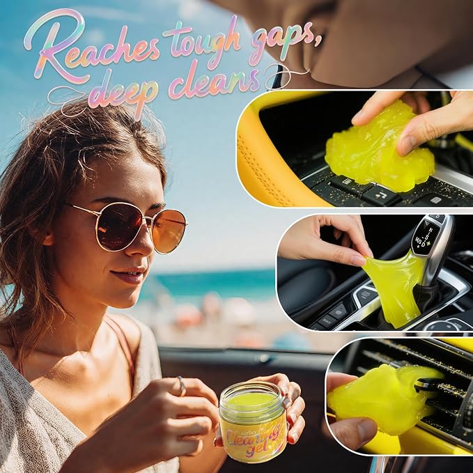 ASFSKY Keyboard Cleaning Gel (Lemon) Universal Cleaning Putty Dust Cleaning Car Interior Cleaner Car Dust Remover Car Slime Gifts for Men Women Girl（1 Pack）