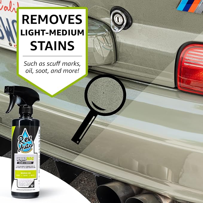 Rev Auto Vinyl Wrap Cleaner Kit – 3-Item Set Includes Wrap Detailer, Shampoo & Light Stain Remover | Made for Gloss, Satin, Matte, Chrome & More