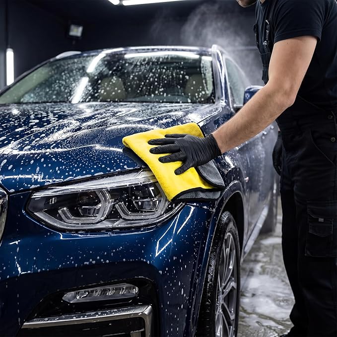 Tallew 80 Pcs Microfiber Towels:16"x16" Microfiber Drying Towels Bulk Micro Fiber Car Cleaning Cloth for Cars Drying Washing Polishing Office Windows Cleaning Household Supplies (Gray,Yellow)