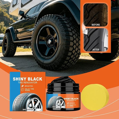 Tire Coating Paste, Long Lasting Coating Effect, 50g, Car Tire Black Restoration Cream, Auto Cleaning Cream, Deep Cleaning Shine, for SUV Truck RV Auto Garage Workshop Use