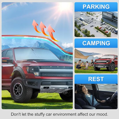 Car Sun Shade for 2009-2014 Ford F150 Accessories Windshield Sunshade Cover Front Window Shade Custom Fit F150Sun Visor Protector Foldable Blocks UV Rays