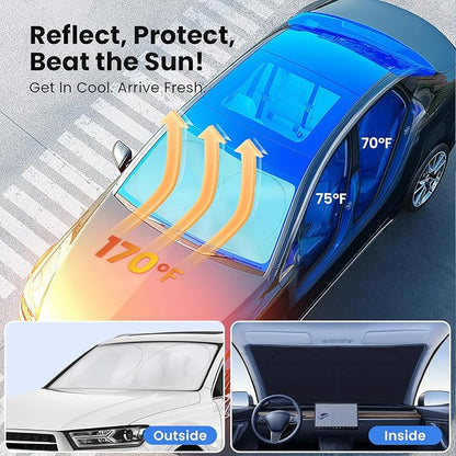 Magnelex Car Windshield Sunshade | Innovative No-Light-Pass Technology for Maximum Protection | Foldable Sun Shade Keeps Your Vehicle Cool | Fit for Cars, Trucks, and SUVs | X-Large (65.7 x 36.4 in)