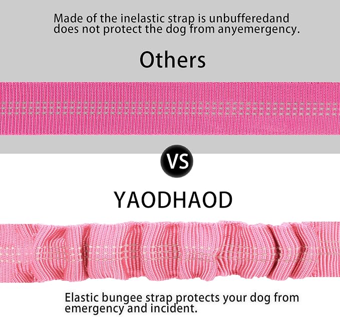 YAOHDAO Dog Seat Belt Harness for Car, Restraint Adjustable with Elastic Bungee Buffer Headrest for Vehicle, 360 Degree Swivel Nylon Pet Safety Seat Belts Heavy Duty Car Harness for Dogs (Pink)