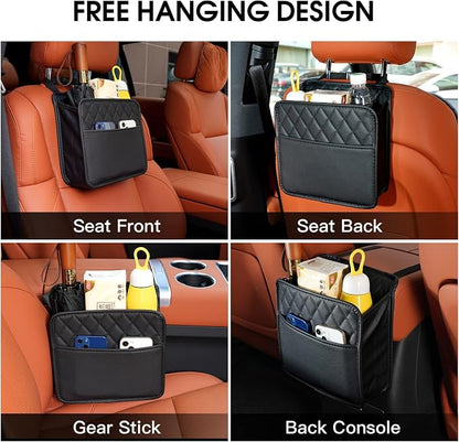 FrgKbTm 2Pack Car Seat Back Hanging Bag Car Document Holder Multi-Pocket Bottle Bag Storage Waterproof Pu Leather Box Organizer Travel Tidy Pouch Pocket Kids
