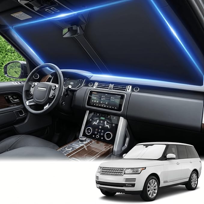 Windshield Sun Shade for Range Rover 2013-2021 Sunshade Front Window Shade Custom Fit Rover Accessories Sun Visor Foldable Shade Blocks UV Rays Accessories