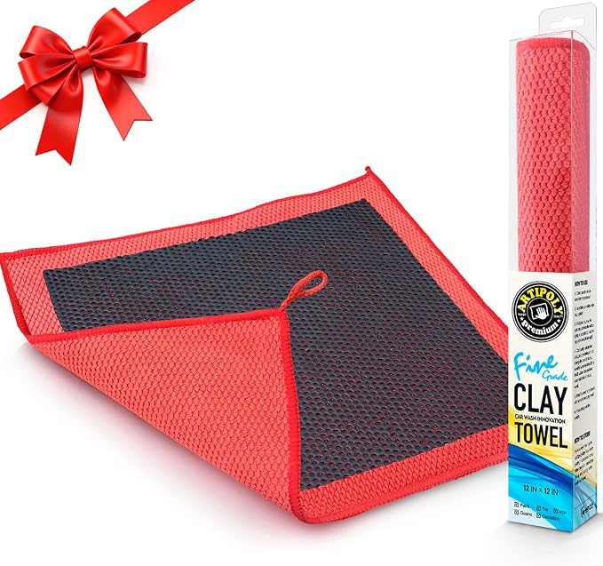 ARTIPOLY Clay Decontamination Towel - Professional Detail Products - Proven Cleaning & Release of Paint Contaminants; Increase Wax & Sealant Bond; Enhance Paint Gloss & Color; Fine Grade (12x12inches)