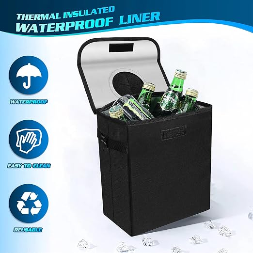 Tapha Car Trash Can with Lid, Leak-Proof Car Organizer and Storage, Waterproof Car Garbage Can, Multipurpose Trash Bin for Car