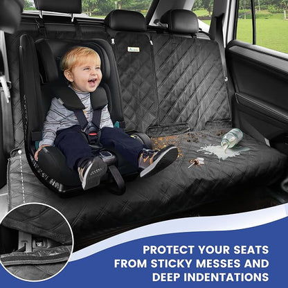 ALLANSING XL Back Seat Cover for Full‑Size Trucks Rear Bench, Zippered Center Armrest Opening, Heavy Duty 900D Waterproof Non‑Slip Car Seat Protector for Messy Kids & Drooling Dogs, Easy Clean (Black)