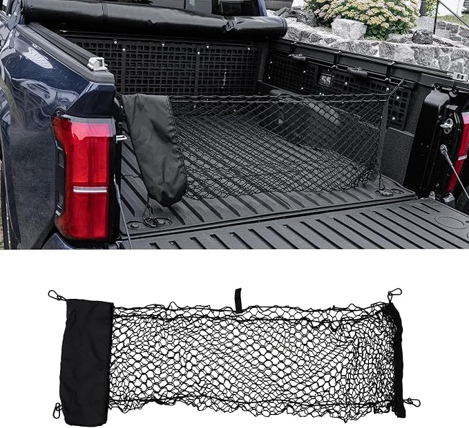 Cargo Net Compatible with 2024 2025 2026 Toyota Tacoma Envelope Style Truck Storage Net Dense Mesh with Free Storage Bags for 2025 Tacoma Exterior Accessories (4.1'×1.5')