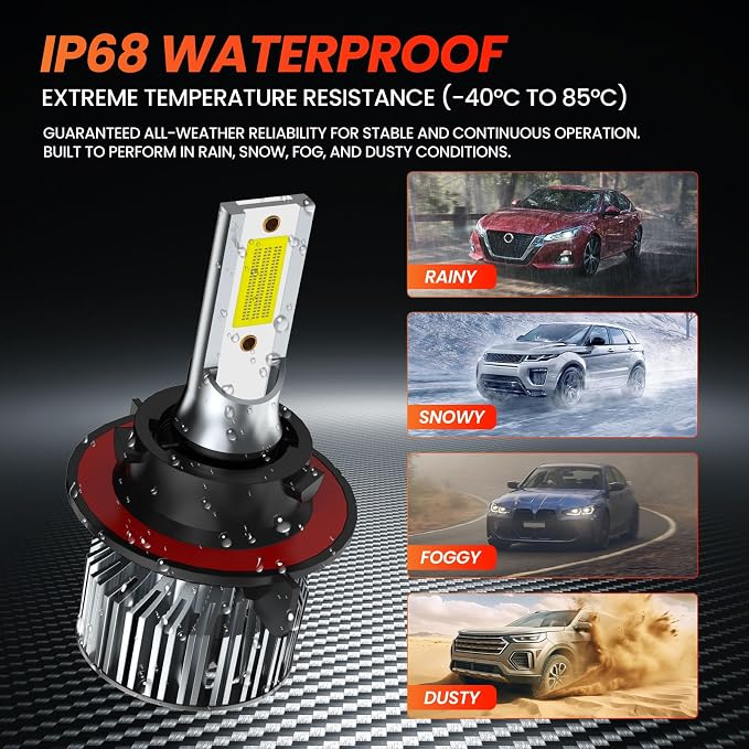 Compatible For Jeep Wrangler 2010-2022 Driving Light Bulb,600% Brightness High Low Beam Fog Light Bulbs Combo,Plug and Play,6500K White Bulbs,IP68 4pcs