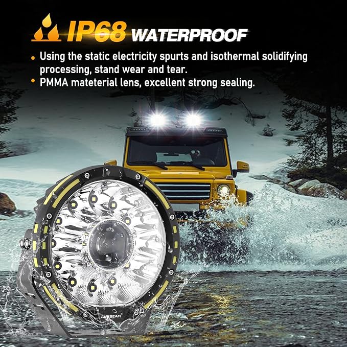 Auxbeam 7 Inch Round Offroad Light, 360-PRO Series 230W 33332LM LED Driving Light Bar Spot Flood Combo Pod Lights Auxiliary Spotlight Off Road Lights for Truck Jeep ATV, 2 Years Warranty