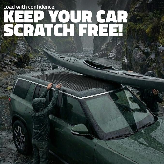 Mockins Heavy Duty 75"x44" XL Car Anti Slip Mat for Rooftop Cargo Carrier | Trimmable Protective Rooftop Cargo Bag & Roof Rack Pads for SUVs, Trucks, Cars & Vans | Multifunctional Anti Slip Car Mat