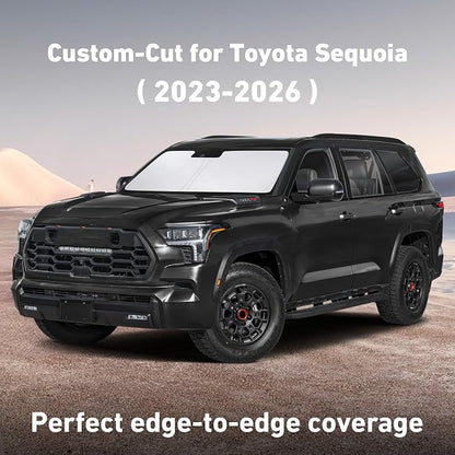 EcoNour Windshield Sunshade Compatible for Toyota Sequoia 2023-2024 2025 2026, Sun Visor for Front Windshield & Window Sun Shade Cover, UV Heat Blocker & Protector, Car Accessories