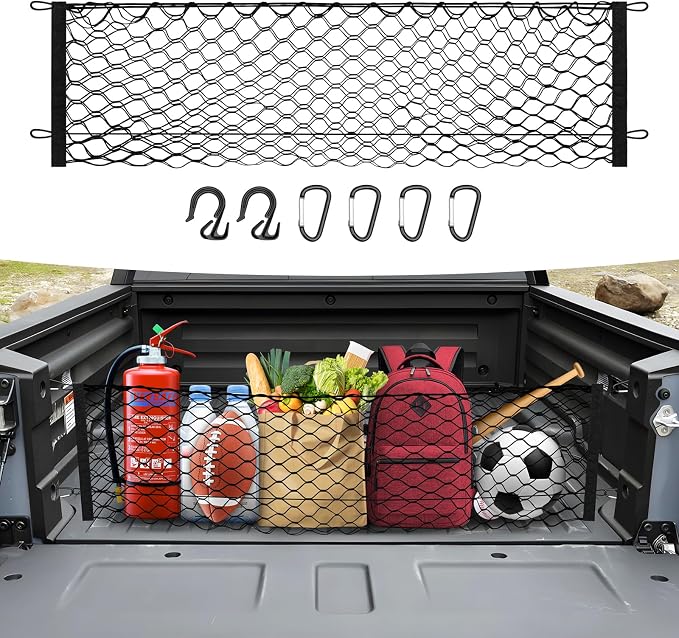 Canvcle Trunk Cargo Net for 2017-2026 Honda Ridgeline Accessories Envelope Style Mesh Trunk Net Organizer and Storage Stretchable Adjustable Elastic Nylon Rear Cargo Netting with Hooks