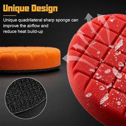 8 PCS 5.5 Inch Buffing Pads, Polishing Pad Kit with Foam Sponge Pad and Wool Buffing Pad for Car Buffer Polisher, Cutting, Compounding and Waxing