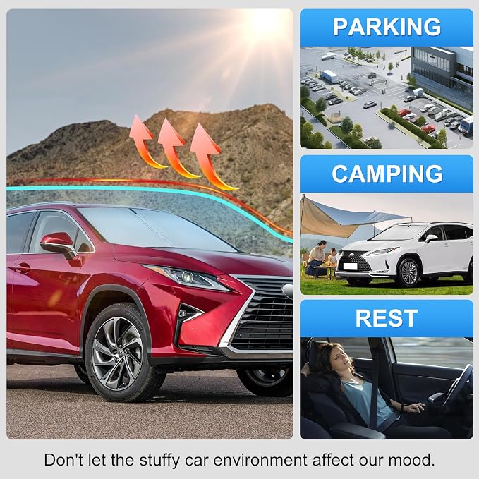 Custom Fit Windshield Sun Shade for Lexus RX 2016-2022 | Custom Fit Windshield Cover, Blocks UV Rays, Double-Layer Heat Shield, Durable Frame, Easy Fold & Storage