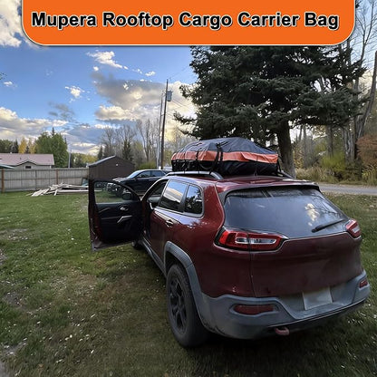 Mupera 20 Cubic Feet Waterproof Rooftop Cargo Carrier - Upgraded Anti-Slip Mat, Combination Lock & Storage Bag for Cars SUVs with/Without Roof Rack