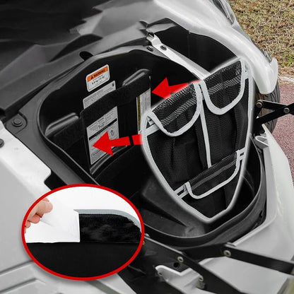 Front Trunk Organizer Frunk Tool Bag for Can Am Spyder F3 F3-L F3-S F3-T 2015+ Models - Removable 3 Mesh Pockets Storage Accessories(Gray Piping)