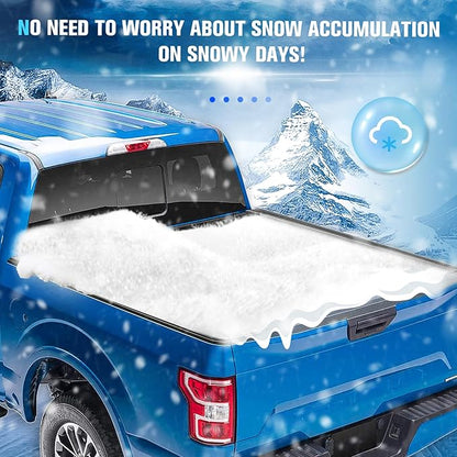 ILONPA 5.8 Ft(69.3'') Hard Folding Truck Bed Pickup Tonneau Cover for 2007-2025 Chevrolet Silverado 1500, GMC Sierra 1500 Fiberglass and Waterproof Fleetside Bed, Tri-Fold Style