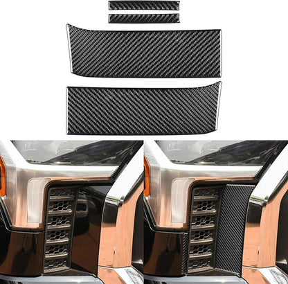 NVCNX Real Premium Carbon Fiber for Toyota Tundra 2022-2026 / Sequoia 2023-2026 2024 2025 Car Headlight Bumper Grille Mesh Side Panel Cover Exterior Trim Accessories Thick Overlay Sticker Decal 4PCs