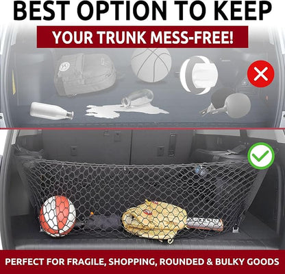 Envelope Style Automotive Elastic Trunk Mesh Cargo Net for Toyota 4Runner 3 Row Model Only 2010-2026 - Premium Trunk Organizer and Storage - Luggage Net for SUV - Best Car Organizer
