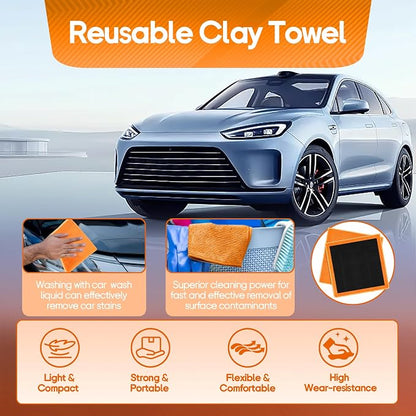 2PCS Clay Towel Auto Detailing, Clay Bar Towel Cloth Auto Detailing for Car (12 x 12 in) (Orange)