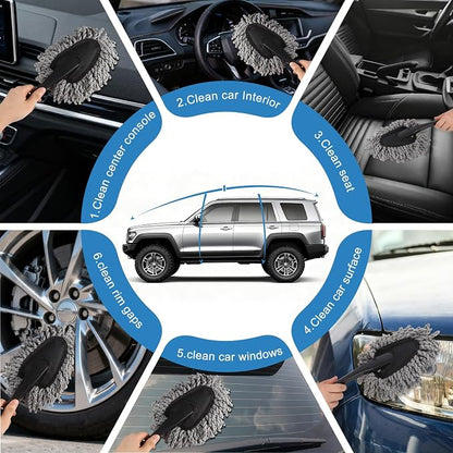Car Detailing Brush Kit with Detail Brushes,Car Interior Detailing Brushe,Car Dust Brush,Cleaning Gel,Car Interior Cleaning Tool for Truck SUV Car Accessories
