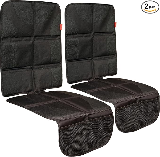 Lusso Gear Car Seat Cover & Protector - 2-Pack Waterproof Non-Slip Protector - Mesh Pocket Organizer - Universal Fit for Convertible & Toddler Car Seats, Black