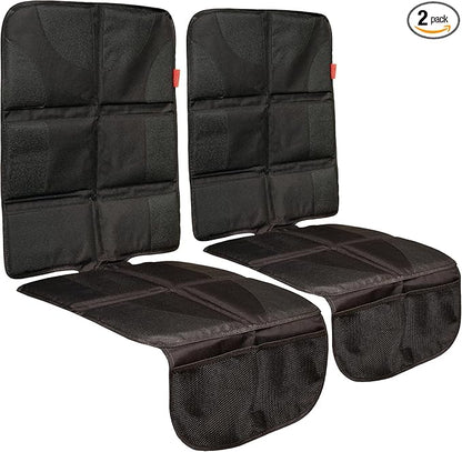 Lusso Gear Car Seat Cover & Protector - 2-Pack Waterproof Non-Slip Protector - Mesh Pocket Organizer - Universal Fit for Convertible & Toddler Car Seats, Black